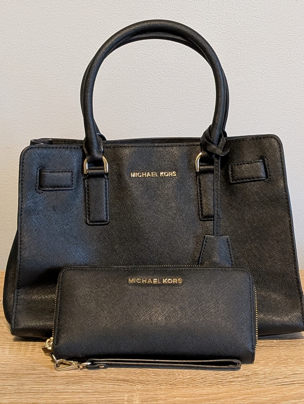 MICHAEL KORS Dillon Saffiano Leather Satchel & Wallet